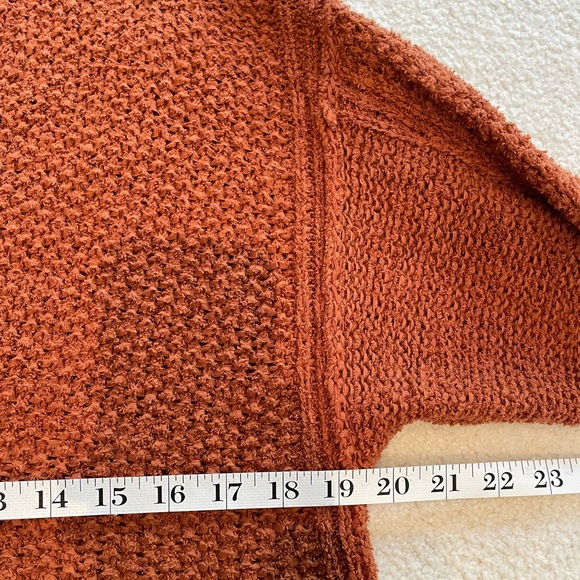 Free people Coco v-neck sweater chunky texture knit chocolate chip brown S - Picture 4 of 7